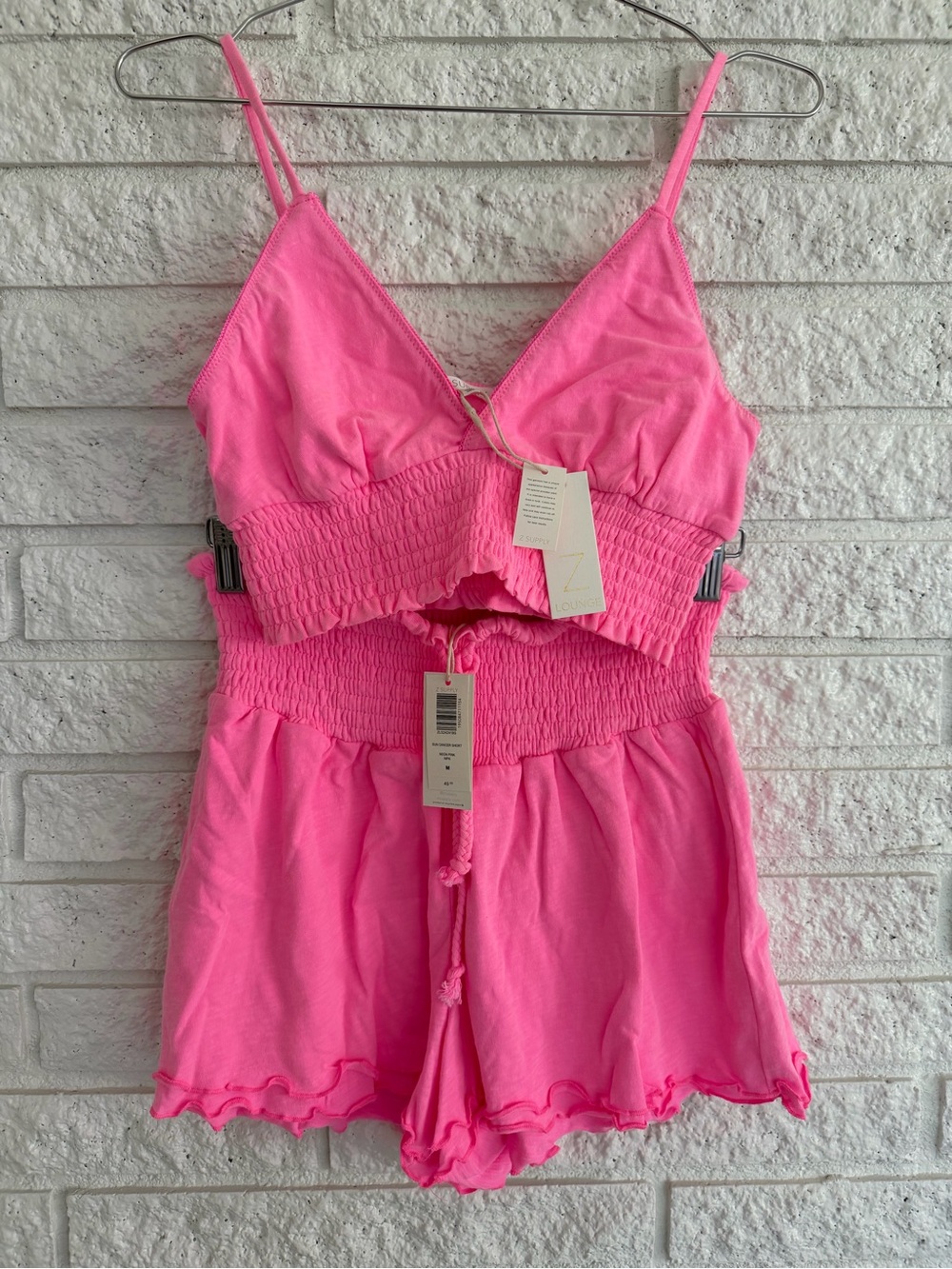 Z Supply Sun Dancer Hot Pink Smocked Sleepwear Set